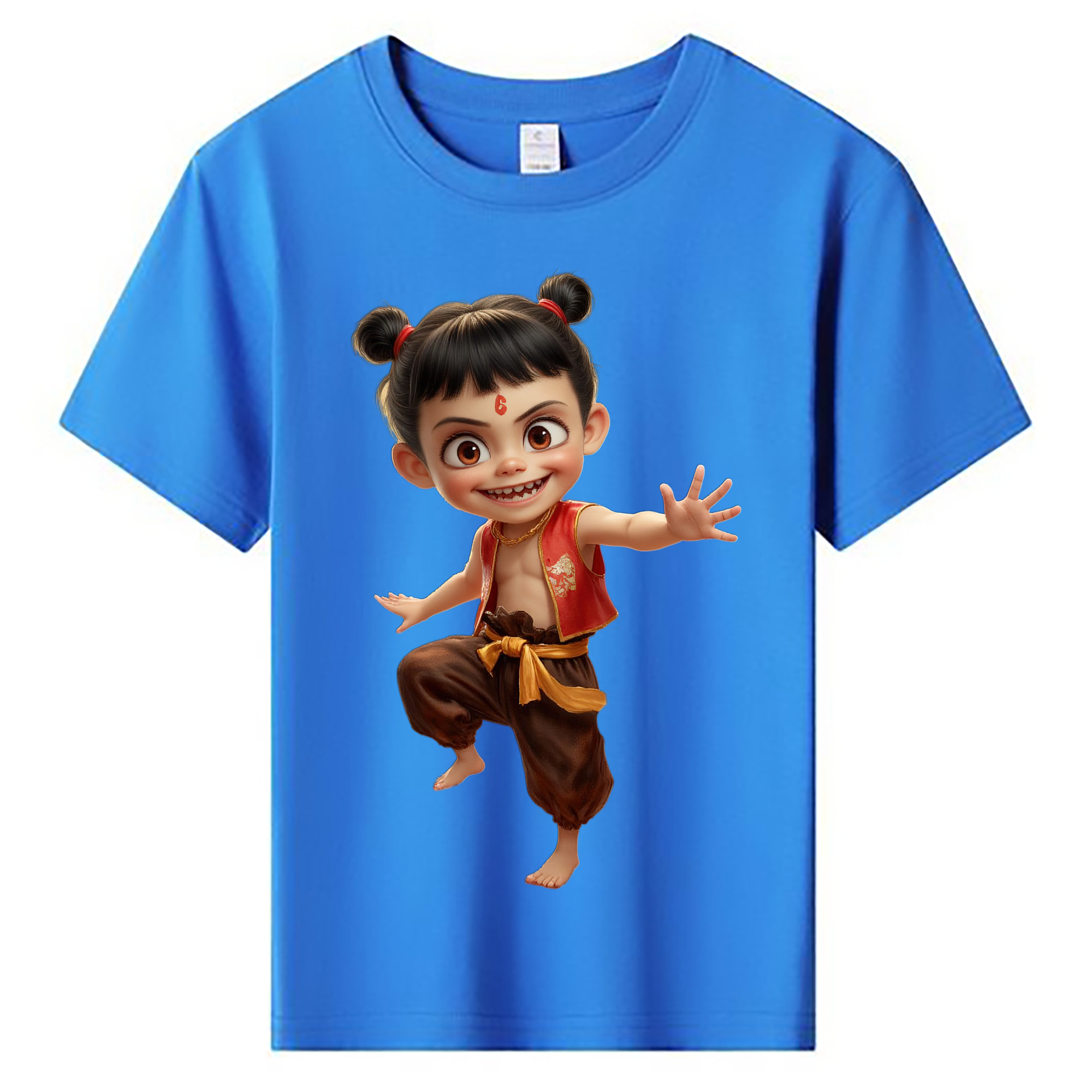 （画像用） Ne Zha 2 ナタ 魔童の大暴れ 綿100％キッズTシャツ（フロントプリント）